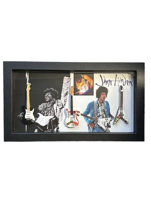 Jimi Hendrix képkeret hangszerekkel