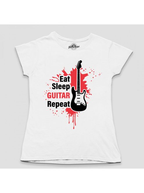 Eat Sleep Guitar Repeat női póló